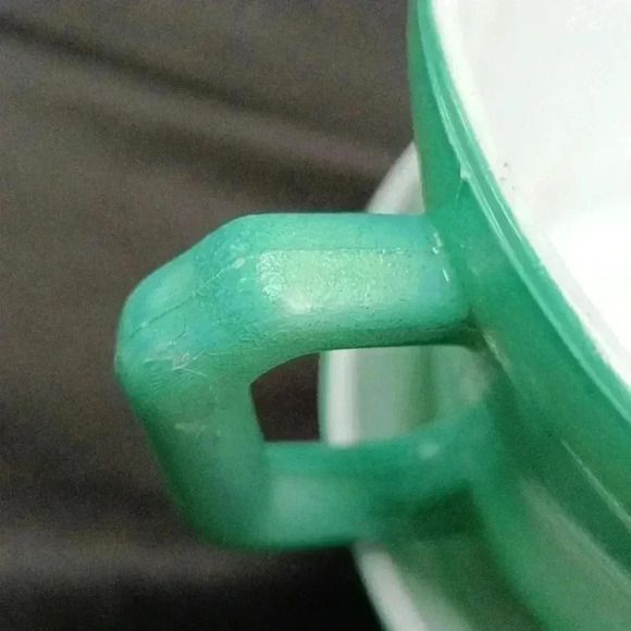 Pair of Hazel Atlas Moderntone Turquoise Cups - Picture 4 of 4